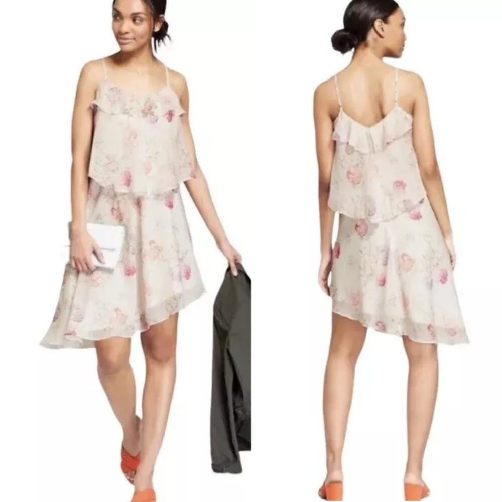 A New Day Pastel Floral Asymmetrical Ruffle Coquette Dress